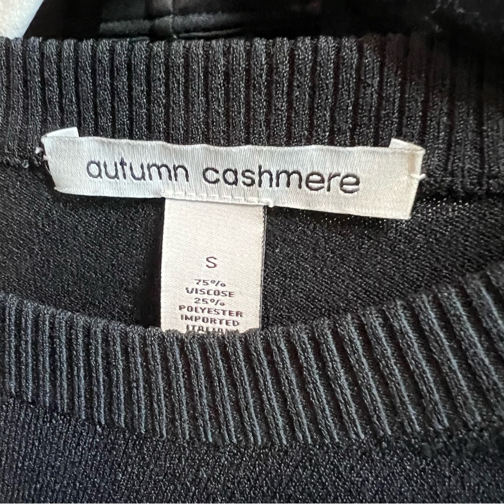 AUTUMN CASHMERE Black Pointelle Short Sleeve Sweater, S - Picture 10 of 10